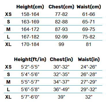 2025 Mystic Womens Swimsuit 0 Størrelsesskema